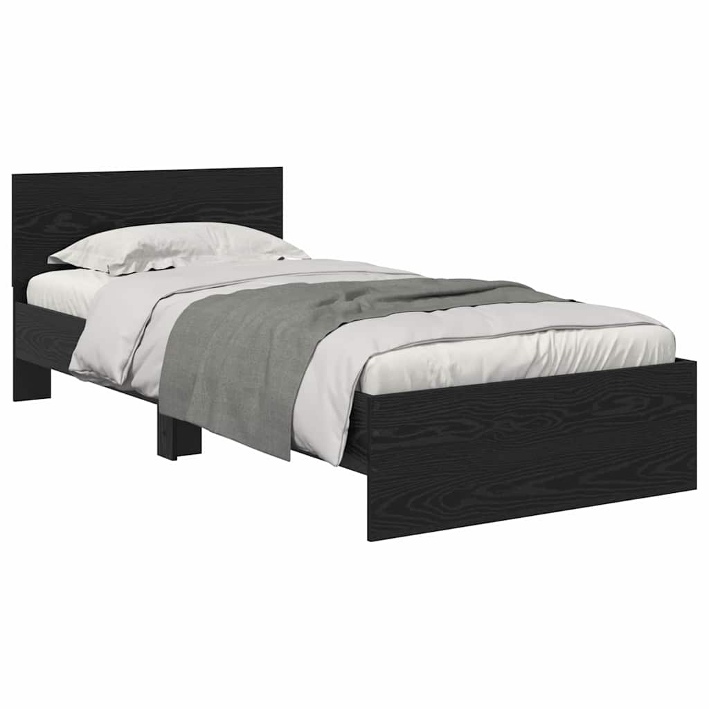 Bed Frame with Headboard Black Oak 90 x 200 cm Engineered Wood