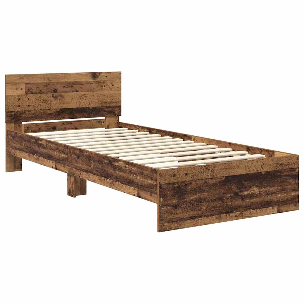 Bed Frame with Headboard Old Wood 90 x 190 cm Engineered Wood