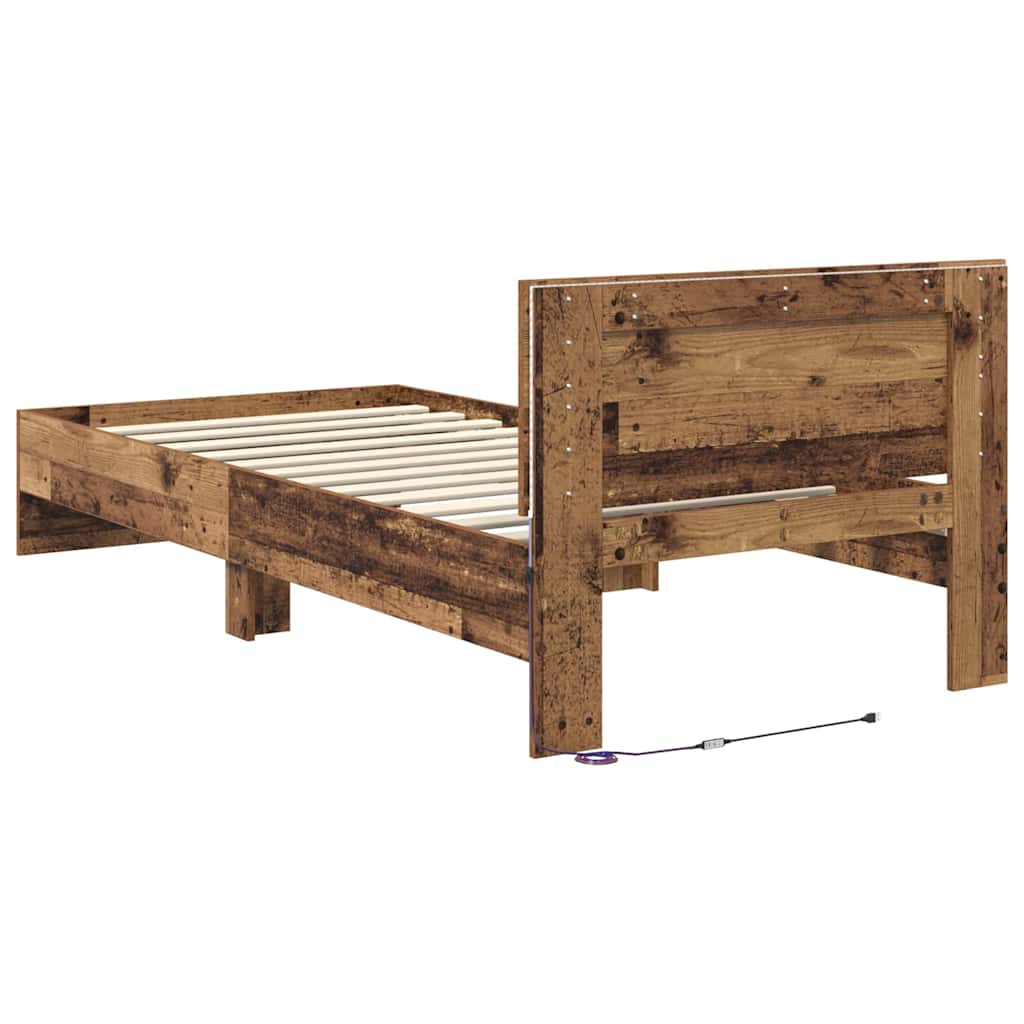 Bed Frame with Headboard Old Wood 90 x 190 cm Engineered Wood