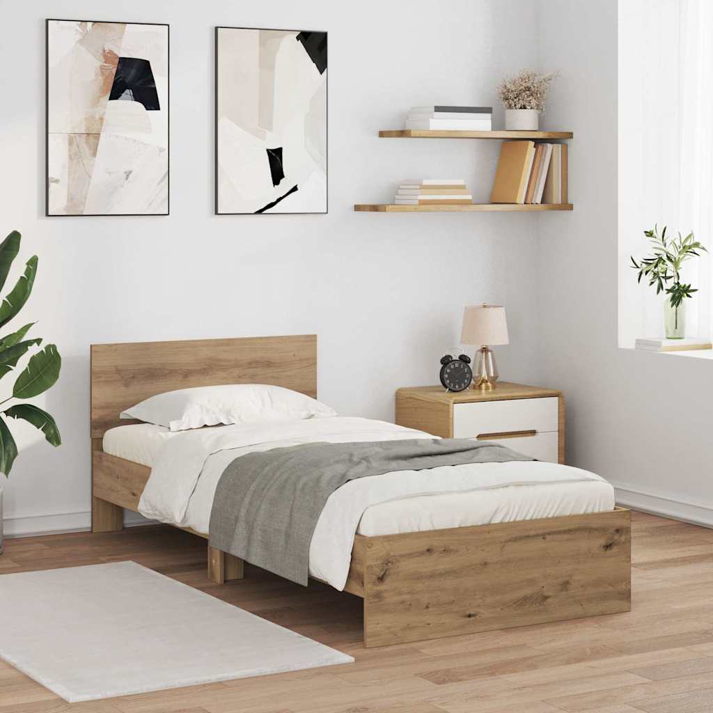 Bed Frame Artisan Oak 90 x 190 cm Engineered Wood
