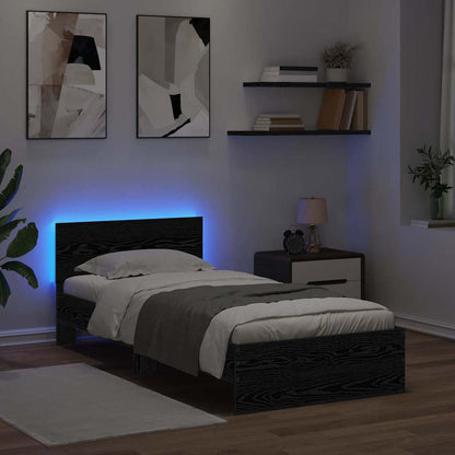Bed Frame with Headboard Black Oak 90 x 190 cm Engineered Wood