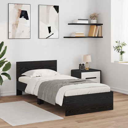 Bed Frame with Headboard Black Oak 90 x 190 cm Engineered Wood