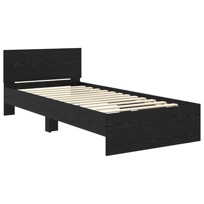 Bed Frame with Headboard Black Oak 90 x 190 cm Engineered Wood