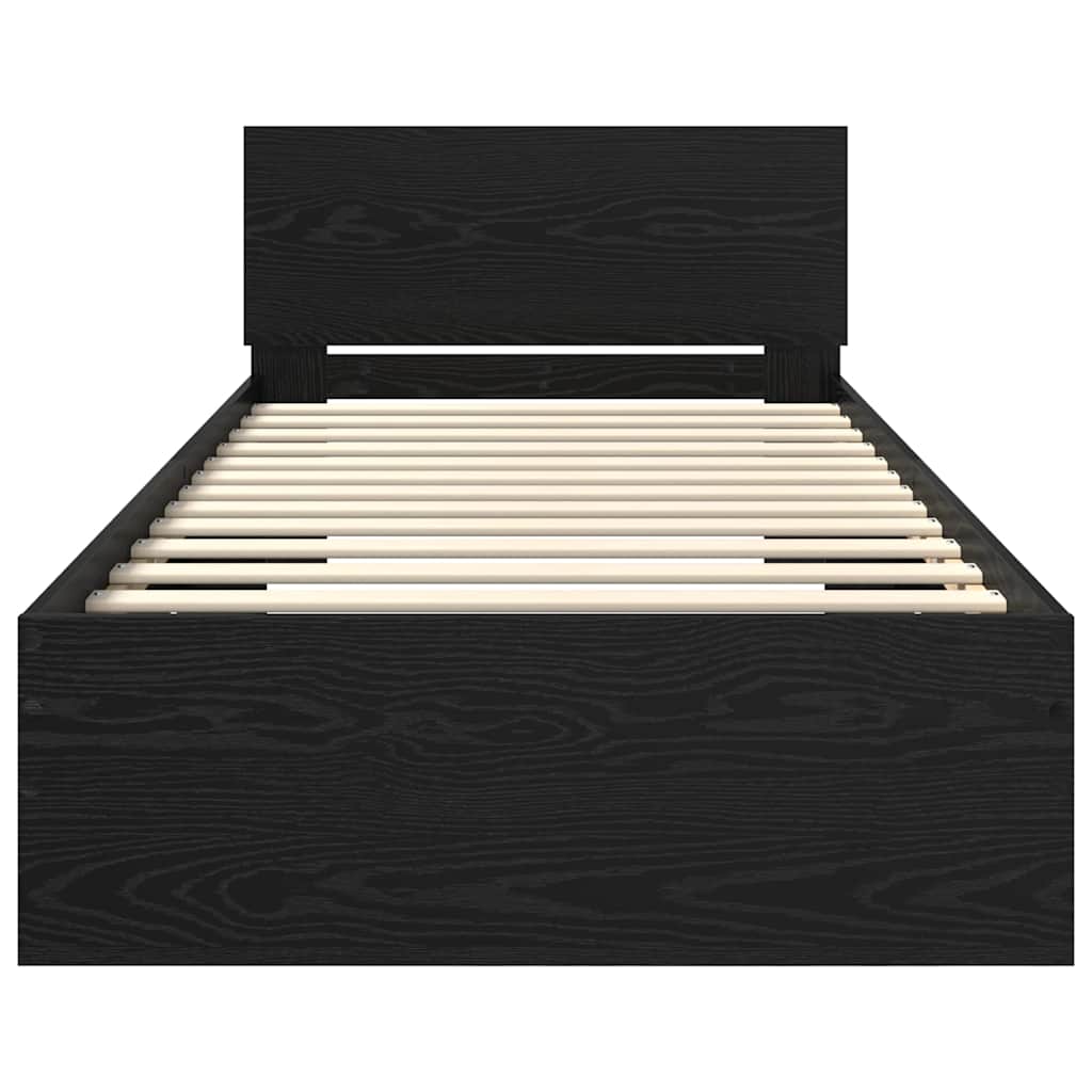 Bed Frame with Headboard Black Oak 90 x 190 cm Engineered Wood