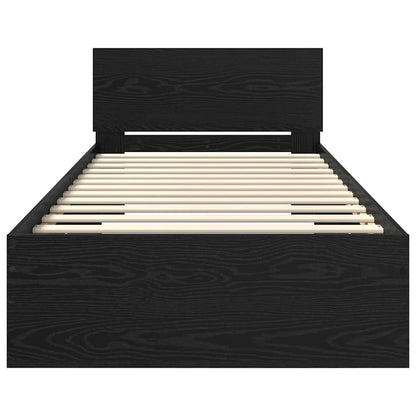 Bed Frame with Headboard Black Oak 90 x 190 cm Engineered Wood