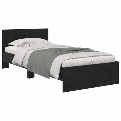 Bed Frame with Headboard Black Oak 90 x 190 cm Engineered Wood