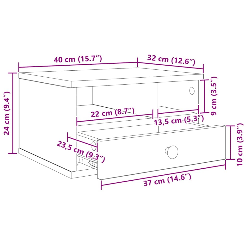 Printer Stand Artisan Oak 40 x 32 x 24 cm Engineered Wood