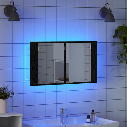 Bathroom Mirror Cabinet with Shelf Black Oak 80 x 12 x 45 cm
