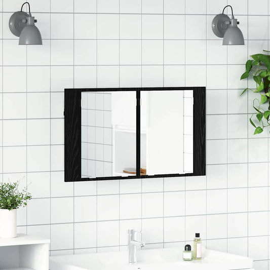 Bathroom Mirror Cabinet Black Oak 80 x 12 x 45 cm