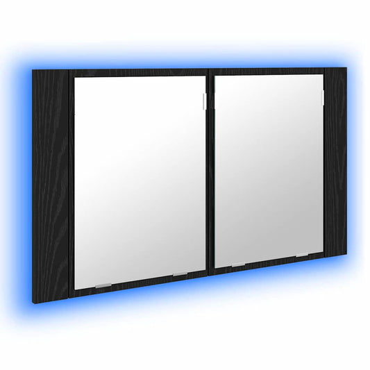 Bathroom Mirror Cabinet Black Oak 80 x 12 x 45 cm