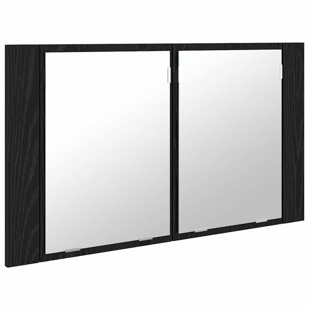 Bathroom Mirror Cabinet with Shelf Black Oak 80 x 12 x 45 cm