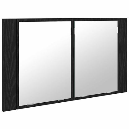 Bathroom Mirror Cabinet with Shelf Black Oak 80 x 12 x 45 cm