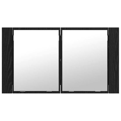 Bathroom Mirror Cabinet with Shelf Black Oak 80 x 12 x 45 cm