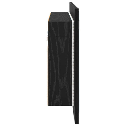Bathroom Mirror Cabinet with Shelf Black Oak 80 x 12 x 45 cm