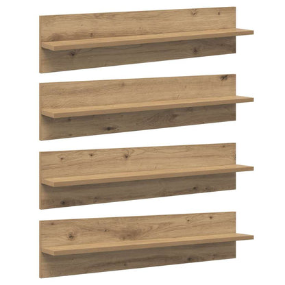Wall Shelves with Shelf 4 pcs Artisan Oak 80 x 11.5 x 18 cm