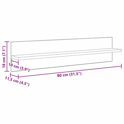 Wall Shelves with Shelf 4 pcs Artisan Oak 80 x 11.5 x 18 cm