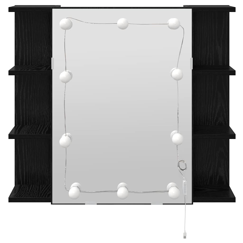 Mirror Cabinet Black Oak 70 x 16.5 x 60 cm Engineered Wood