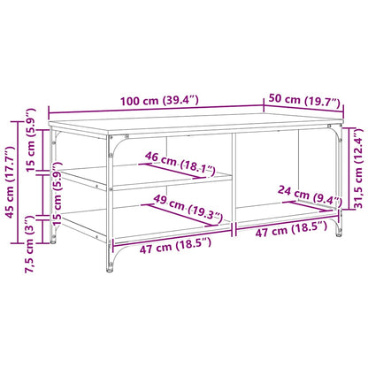 Coffee Table Artisan Oak 100 x 50 x 45 cm Engineered Wood