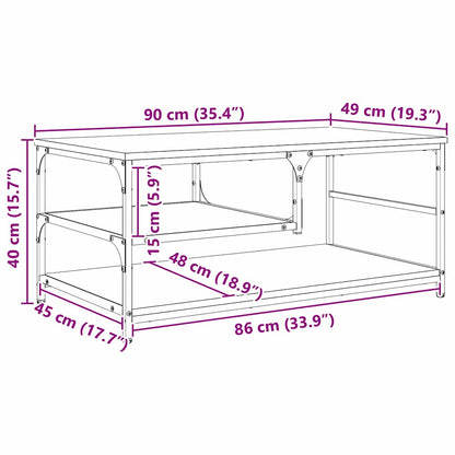 Coffee Table Black Oak 90 x 49 x 40 cm Engineered Wood