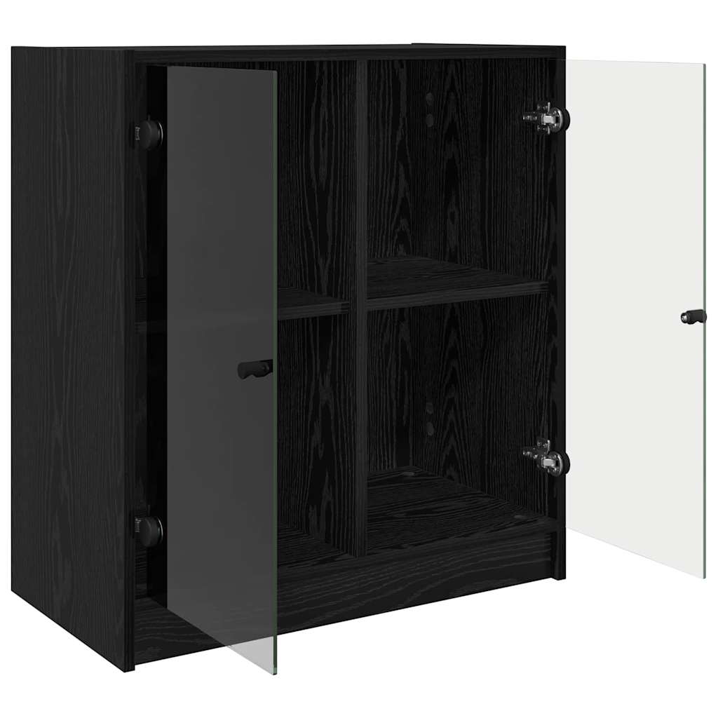 Side Cabinet Black Oak 68 x 37 x 75.5 cm Engineered Wood