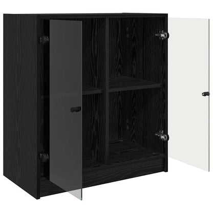 Side Cabinet Black Oak 68 x 37 x 75.5 cm Engineered Wood