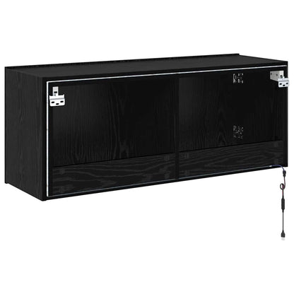 TV Wall Cabinet Black Oak 100 x 35 x 41 cm Engineered Wood