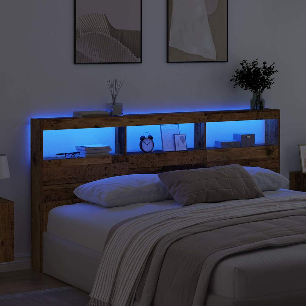 Headboard with Shelf Old Wood 200 x 17 x 102 cm Engineered Wood