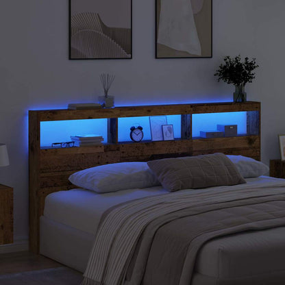 Headboard with Shelf Old Wood 200 x 17 x 102 cm Engineered Wood