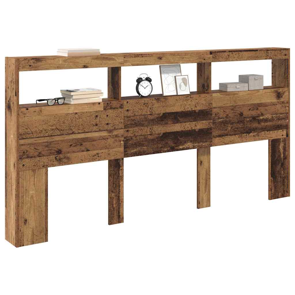 Headboard with Shelf Old Wood 200 x 17 x 102 cm Engineered Wood