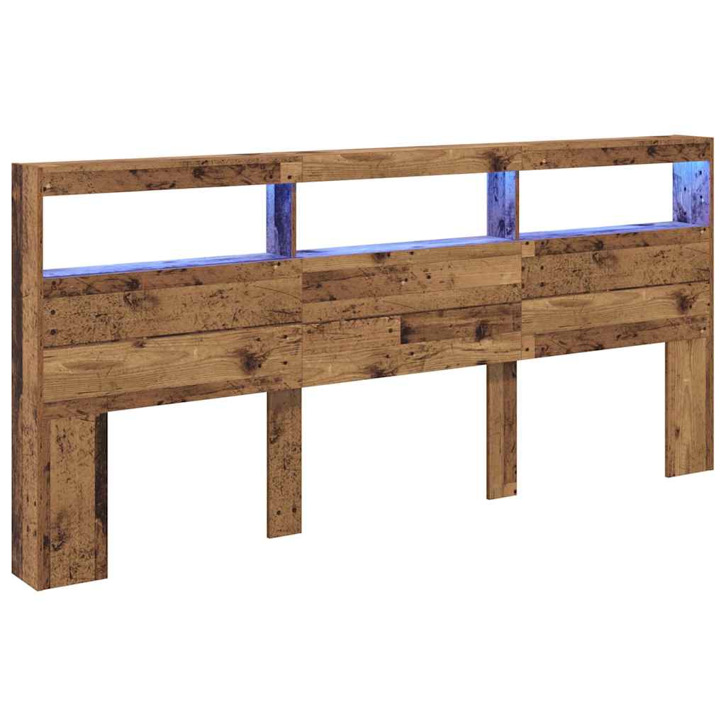Headboard with Shelf Old Wood 220 x 17 x 102 cm Engineered Wood