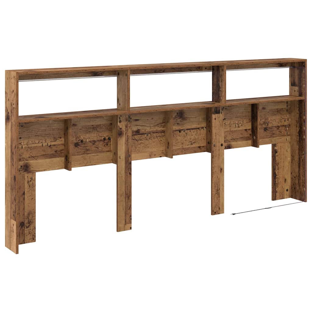 Headboard with Shelf Old Wood 220 x 17 x 102 cm Engineered Wood