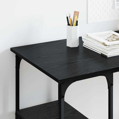 Desk with Shelf Black Oak 140 x 50 x 75 cm Engineered Wood