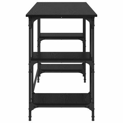 Desk with Shelf Black Oak 140 x 50 x 75 cm Engineered Wood