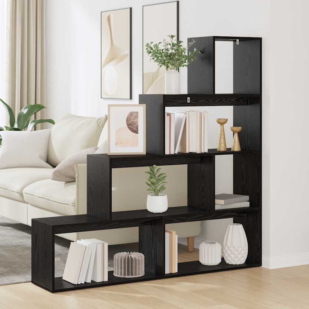 Room Divider Bookcase Black Oak 137.5 x 29 x 103.5 cm