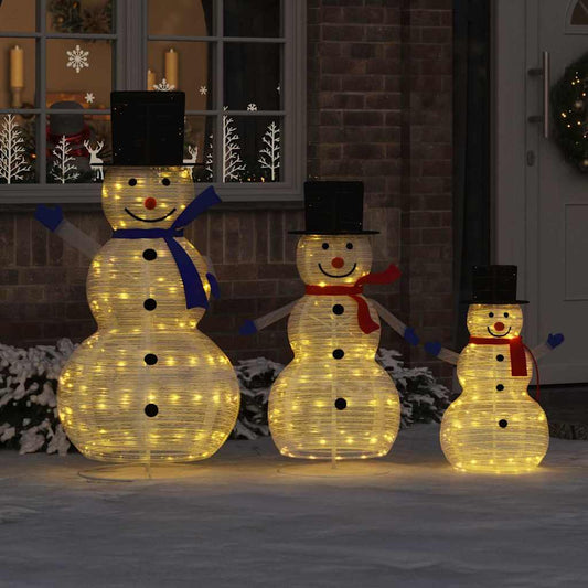Christmas Snowman Family 3 pcs Warm White 55 x 122 cm Fabric