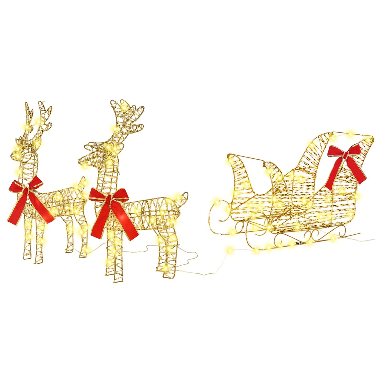 Reindeer Pull Sleigh Warm White 30 x 12 x 55 cm PET