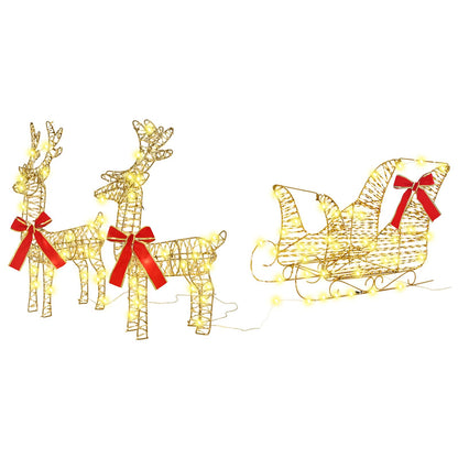 Reindeer Pull Sleigh Warm White 30 x 12 x 55 cm PET