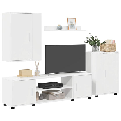 TV Cabinet Set White Engineered wood