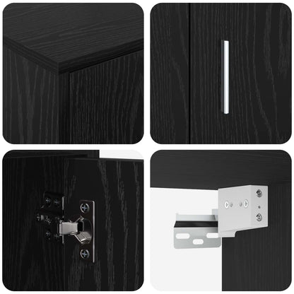 TV Cabinet Set Black Oak Engineered wood