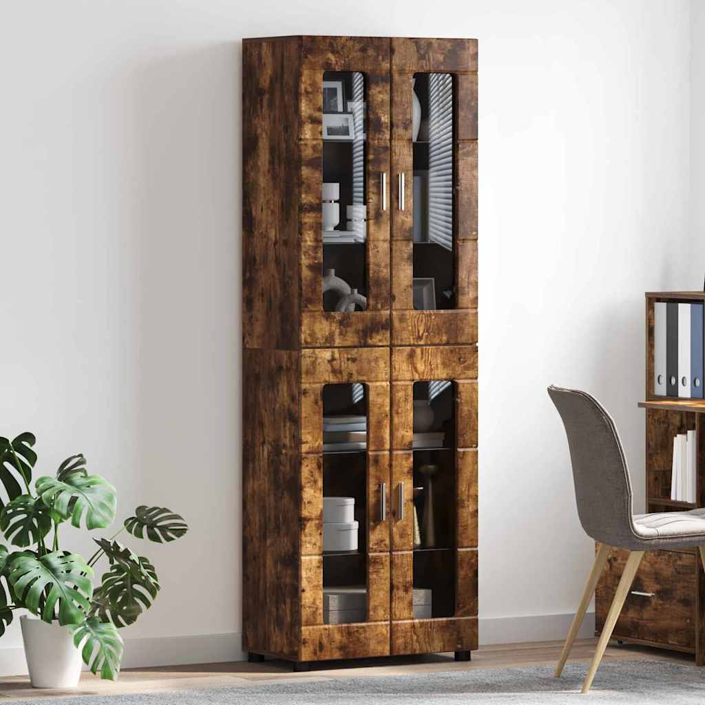 Highboard FLORIN Smoked Oak 60 x 35 x 182 cm Engineered Wood