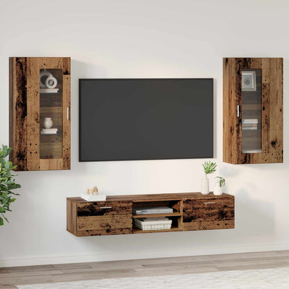 TV Cabinet Set with Shelf FLORIN 3 pcs Old Wood Engineered Wood