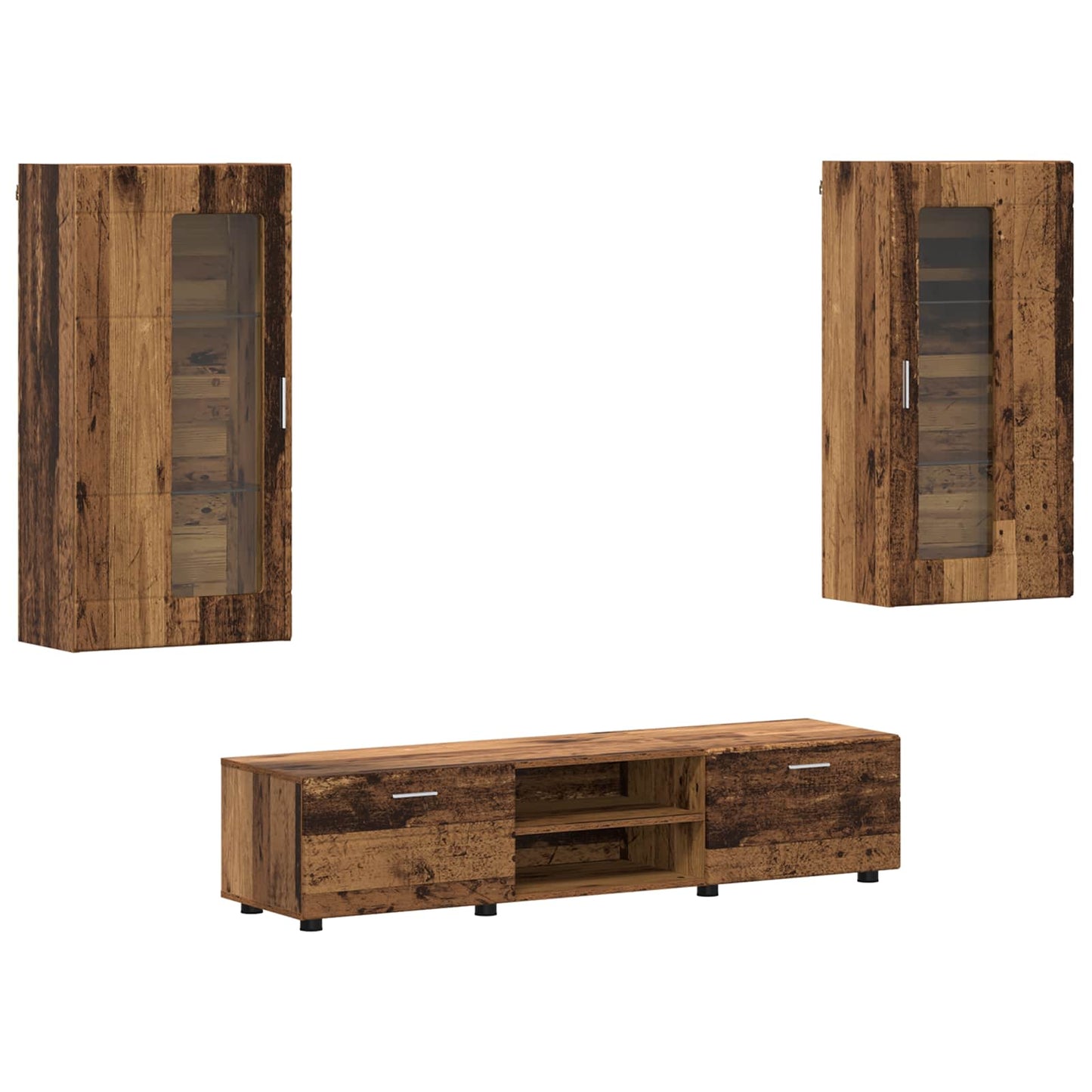 TV Cabinet Set with Shelf FLORIN 3 pcs Old Wood Engineered Wood