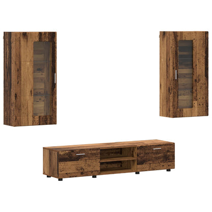 TV Cabinet Set with Shelf FLORIN 3 pcs Old Wood Engineered Wood