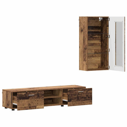 TV Cabinet Set with Shelf FLORIN 3 pcs Old Wood Engineered Wood