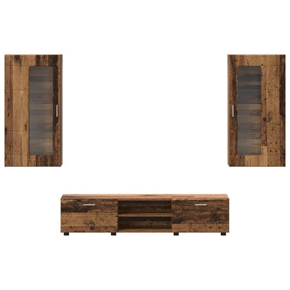 TV Cabinet Set with Shelf FLORIN 3 pcs Old Wood Engineered Wood