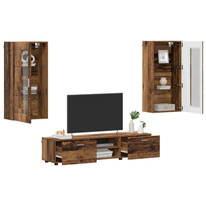TV Cabinet Set with Shelf FLORIN 3 pcs Old Wood Engineered Wood