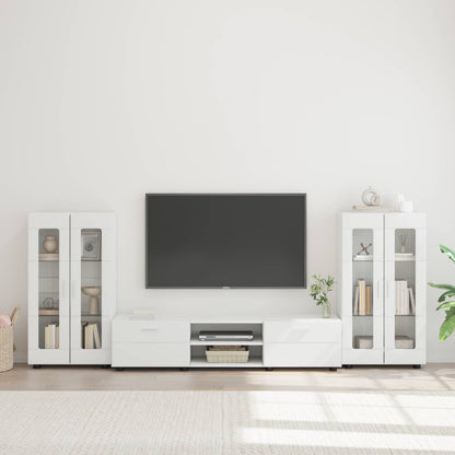 TV Cabinet Set with Drawer FLORIN 3 pcs White Engineered Wood