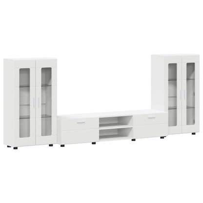 TV Cabinet Set with Drawer FLORIN 3 pcs White Engineered Wood