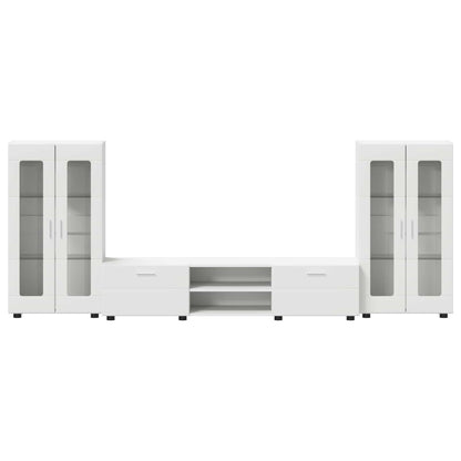 TV Cabinet Set with Drawer FLORIN 3 pcs White Engineered Wood