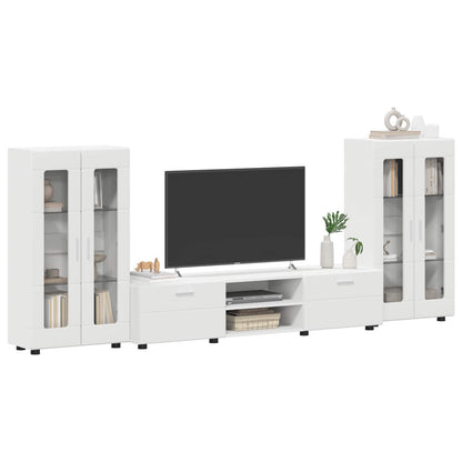 TV Cabinet Set with Drawer FLORIN 3 pcs White Engineered Wood